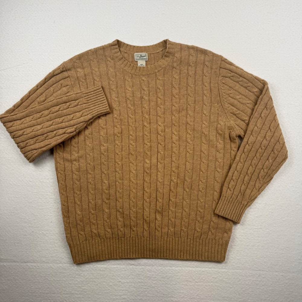 LL Bean Cable Knit Lambswool Blend Sweater Vintage Casual XL-REG